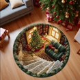 thumbnail image 4 of 3D Optical Illusion Christmas Round Rug, Non-Slip Washable Carpet with Christmas Tree Living Room Print for Living Room, Bedroom and Entryway Holiday Decor, 19.69 Inch, 4 of 8