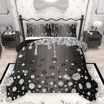 Homewish Silver Splash Glitter Full Size Comforter Sets 3-Piece for Kids Children Teens,Bling Crystal Bedding Comforter Set,Leopard Print Lightweight Bedding Sets,Lightweight Room Decor,Reversible