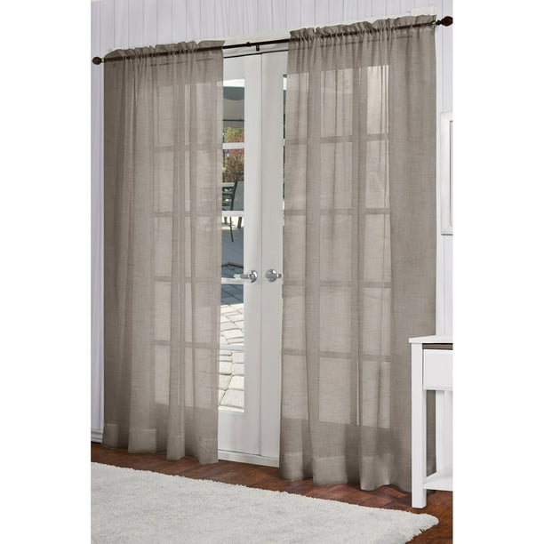 Exclusive Home Curtains Belgian Textured Linen Look Jacquard Sheer Rod Pocket Curtain Panel Pair 54x84 Grey Com Curtains Belgian Textured Linen Look, Design Decor Curtains Belgian Snowflake
