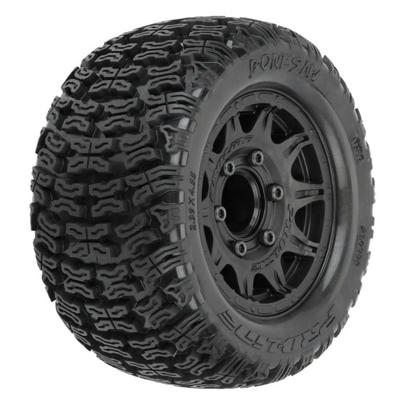 Pro-Line Pneus de Camion Tout-Terrain Bonesaw 2.8 Pouces Montés sur Raid Noir 6x30 Roues Hexagonales Amovibles 12mm & 14mm 2 pour Vorteks 4x4 et Autres 1/10 Tru