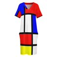 thumbnail image 3 of Piet Mondrian Composition 2 Color Block con bolsillo suelto rojo amarillo y azul vestido de vendaje para mujer, 3 of 6
