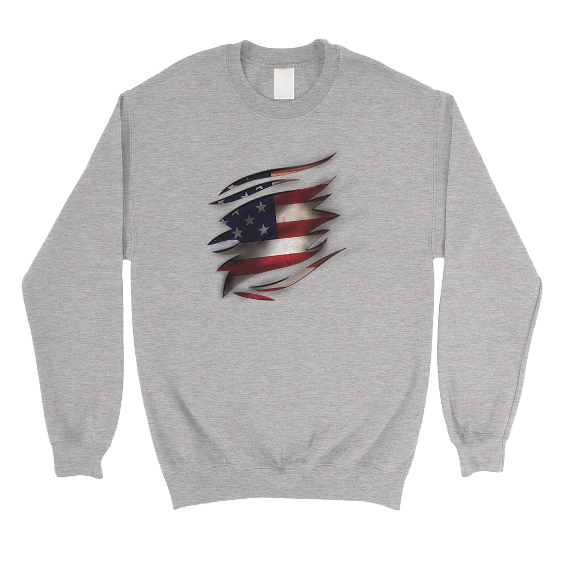 American Flag Ripped Unisex Crewneck Sweatshirt 4th of July Outfit