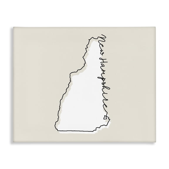 Stupell Industries Farmhouse New Hampshire Home State Map Neutral Print Design Canvas Art, 20 x 16, by Lil' Rue