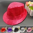thumbnail image 5 of UDIYO Western Sequin Fedora Hat Glitter Sequin Hat Solid Color Dance Hat Retro Disco Cap Unisex Costume Cap for Women Men Party Props Supplies, 5 of 8