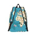 thumbnail image 2 of Honeii World Map With Animal Print Canvas College Laptop Backpack, Durable Rucksack Travel Notebook Bag School Backpack Book Bag for Men Women-Small, 2 of 7