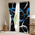 thumbnail image 3 of Manfei Abstract Lines Kitchen Curtains, Modern Minimalist Aesthetic Black Out Curtains Pack of 2 (42x63 Each), Blue, White and Black, 3 of 6