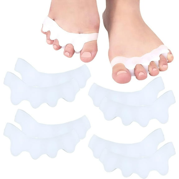 Toe Spacers Gel Toe Stretcher Silicone Separator to Correct Toes Soft Bunion Corrector Hammer Straightener for Women Men Pain Bent Claw Overlapping Toe Plantar Fasciitis, Running(4pair White)