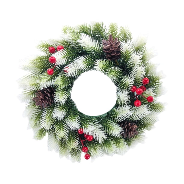 Corona navideña para la puerta principal, corona navideña para la pared de la oficina, regalo para fiestas, corona artificial 45cm con piñas