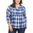 thumbnail image 5 of Wrangler Womens Blouse Plaid 3/4 Sleeves Lightweight Elastic Cuffs, 5 of 7
