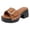 Brown, variant on Womens Chunky Platform Sandals Buckle Studded Open Toe Heeled Dressy Shoes Slip On Slides Mules for Party Wedding