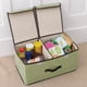 thumbnail image 5 of Cesto plegable de almacenamiento de lino, cestas de ropa rectangulares con divisor extraíble, para el hogar, dormitorio, armario de oficina, caja de almacenamiento con doble cubierta y asa - Verde, 5 of 7