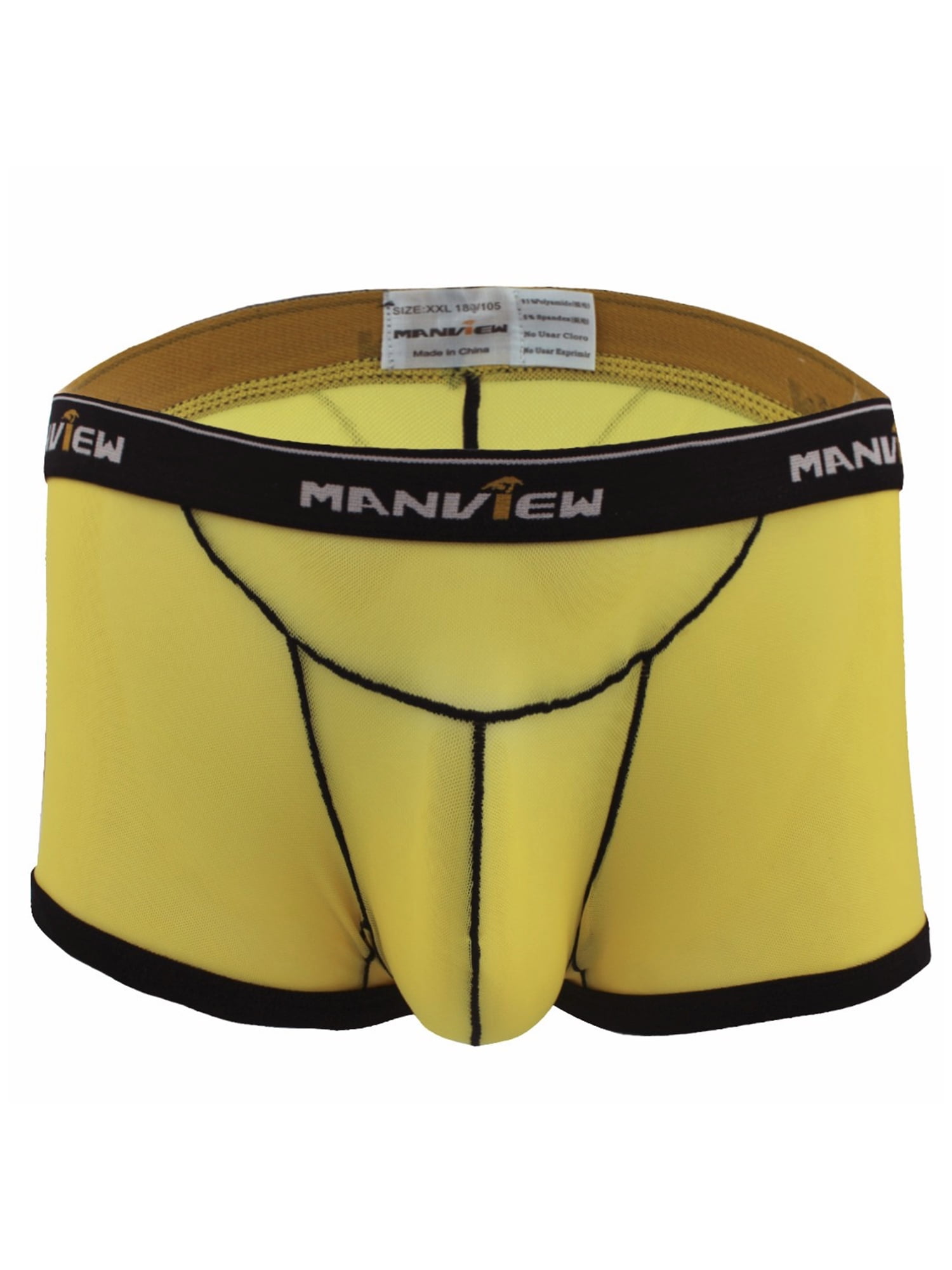 iEFiEL Mens Mesh Gridding See-Through Bulge Pouch Boxer Briefs Underwear 