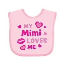 Inktastic Valentine's Day My Mimi Loves Me Hearts and Lips Boys or Girls Baby Bib