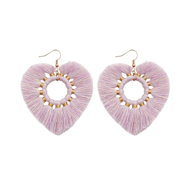 Pendientes colgantes de aro de corazón perfecl Violeta