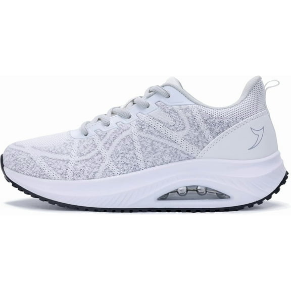 JOYFON Womens Walking Shoes Orthotic Plantar Fasciitis Tennis Fashion Sneakers with Arch Support for Foot Pain Relief All Day Standing WhiteGray Size 11