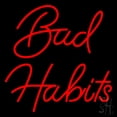 thumbnail image 1 of Red Bad Habits LED Neon Sign 24" Tall x 24" Wide - inches Black Square Cut Acrylic Backing, with Dimmer - Premium built indoor Sign for Décor, Storefront, Bar, Club., 1 of 7