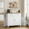 thumbnail image 6 of CHAUKY Kitchen Storage Cabinet with Drawers and Doors, Floor Sideboard and Buffet Server, Entryway Console for Living Room, Dining Room, Bathroom, Ivory White, 6 of 14