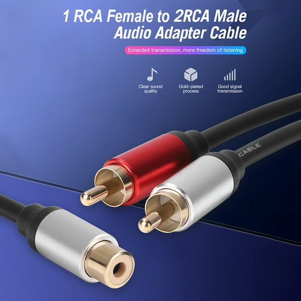 Clairlio Female to 2 Male RCA Jack Adapter Aux Audio Y Cable Splitter Amplifier Subwoofer