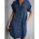 thumbnail image 2 of Women Denim Shirt Dresses Short Sleeve Distressed Jean Dress Button Down Casual Tunic Top, 2 of 5