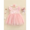 thumbnail image 2 of xiaxaixu Baby Girl Party Dress Short Sleeve Round Neck Floral A-Line Midi, 2 of 8