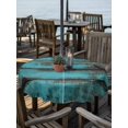thumbnail image 2 of Outdoor Tablecloth with Umbrella Hole Zipper Teal Brown Wood Round Tablecloth 54" Waterproof Outside Table Cloth Vintage Chic Shabby Plank Patio Table Cover Tablecloths for Picnic Party, 2 of 8