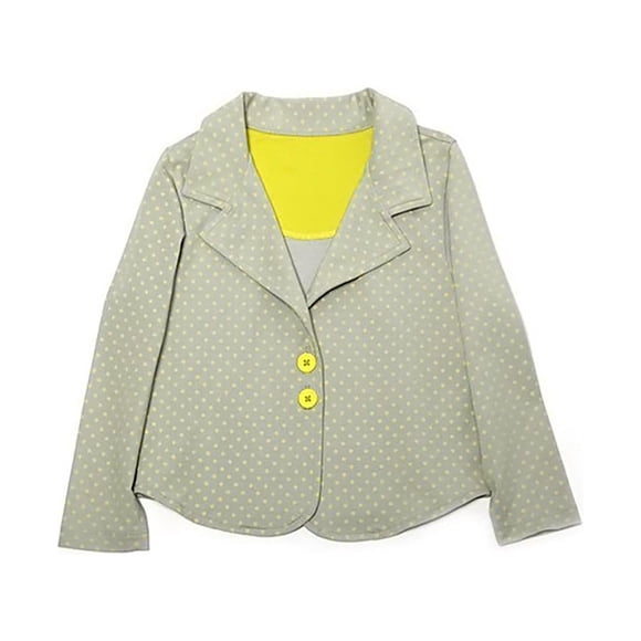Kidsy Toddler Girls Polka Dots Blazer Jacket – Notched Lapel, Two Button Closures, LIME DOT, 3