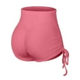 thumbnail image 6 of Women Athletic Shorts Women High Waist Hip Stretch Fitness Wrinkled Drawstring Biker Shorts Yoga Pants Shorts Ladies Shorts Pinky XXL, 6 of 6