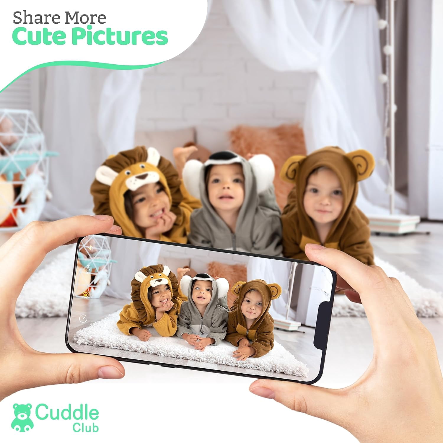 Cuddle Club Fleece Baby Bunting Bodysuit One Piece Hooded Romper Outerwear, 3 to 6 Months Lion & Monkey 2-Pack