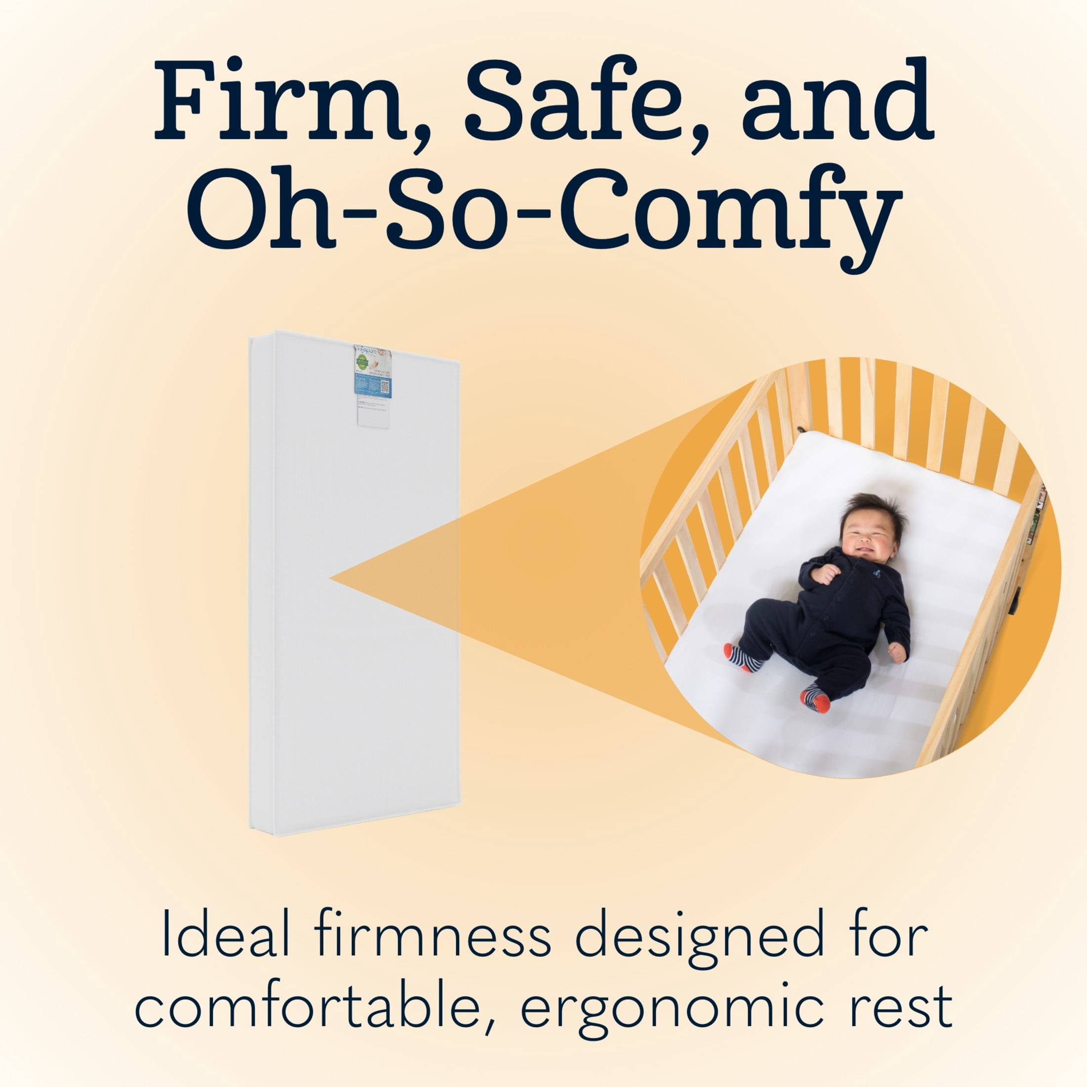 Foundations InfaPure 3" Compact Crib Mattress, Foam, Hypoallergenic, Easy to Clean, White