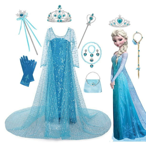 2022 nuevo vestido de Elsa para ninas vestido de verano disfraz de princesa Vestidos para ninos Carnaval cumpleanos fiesta elegante Vestidos