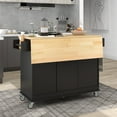 thumbnail image 5 of Yoneston Rolling Kitchen Island with 3 Drawer&nbsp;and Storage Cabinet, Kitchen Cart with Drop Leaf & Spice Rack&nbsp;and Towel Rack&nbsp;for Home, Kitchen, Dining Room, Black, 5 of 9
