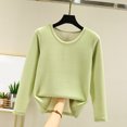 thumbnail image 2 of Mepaouo Winter Fleece Lined Warm Shirts for Women Crewneck Long Sleeve Basic Thermal Tops(Green,XL), 2 of 3