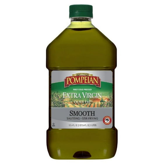Pompeian Smooth Extra Virgin Olive Oil, First Cold Pressed, Mild and Delicate Flavor, 101 fl. oz.
