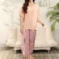 thumbnail image 2 of FUNDUFI Women'S Pajama Set Short Sleeve Floral Prints Pajama Tops With Sleepwear Long Pants Oversized 2Pcs Pjs Outfit Set Soft Lightweight Lounge Sets Comfy Homewear, 2 of 6