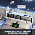 thumbnail image 5 of IDEALSOUL Full Size Floating Bed Frame with Upholstered Storage Headboard, Metal Platform Bed with Charging Station & LED,No Box Spring Needed,Easy to Assemble (Full,White), 5 of 13
