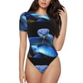 thumbnail image 2 of Goofa Blue Viper Snake Printed Women Rash Guard Short Sleeve,Tummy control Swimsuit Surfing Swimsuit Bathing Suit One Piece Swimsuit UPF 50-XX-Large, 2 of 9