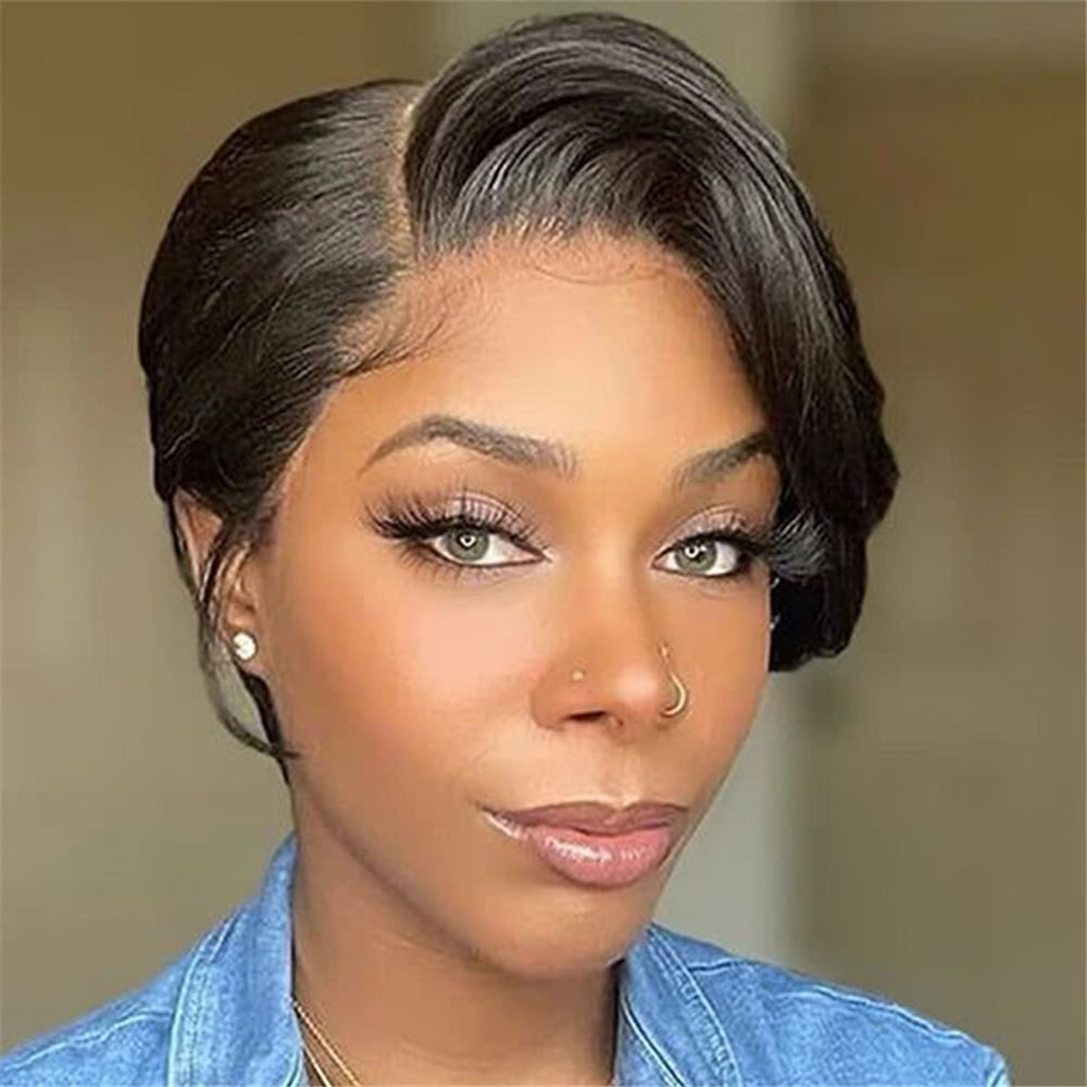 Short Human Hair Wigs Straight Remy Brazilian Transparent Straight Bob Human Hair Wigs for Black Women