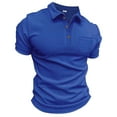 thumbnail image 2 of GZWYHT Mens Polo Shirts,Mens Shirts Mens Waffles Knit Shirts Short Sleeve Slim Fit Golf Casual Tee Shirts Big And Tall Shirts,Workout Shirts Blue XXL, 2 of 8
