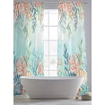 thumbnail image 5 of Ocean Starfish Seaweed Sheer Curtains 96 Inch Length 2 Panels for Living Room, Summer Coastal Beach Shell Coral Teal Voile Kitchen Curtain Set, Luxury Privacy Drapes Window Treatment for Bedroom, 5 of 7