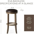 thumbnail image 5 of Maven Lane Eva Bar Stool in Walnut Finish with Marksman Saddle Vegan Leather, 5 of 7
