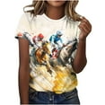 thumbnail image 2 of Binmer T-shirt Imprimé Décontracté à Motif de Cheval à Manches Courtes et Col Rond pour Femme, 2 of 5