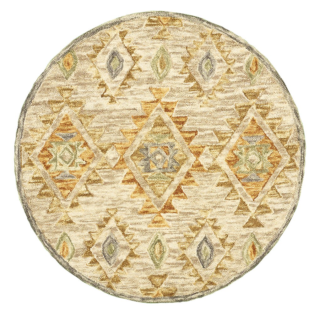 LR Home Dazzle Contemporary Diamond Beige Indoor Round Rug ( 6 ft x 6 ft )