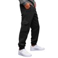 thumbnail image 5 of Men's Casual Cargo Sweatpants Fleece Lined Drawstring Elastic Waist pants Lightweight Workout Joggers Athletic Pants with Multi Pockets Black M, 5 of 8
