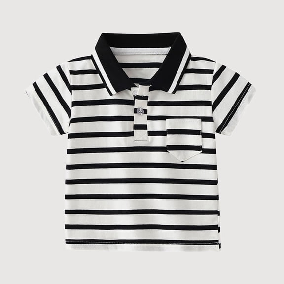 Gyujnb Lapel Pocket Button Placket Gentleman Casual Short Sleeve Polo Top (Baby, Big Boys),18-24 Months