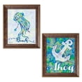 thumbnail image 2 of Gango Home Decor Coastal Anchor & Jellyfish Wall Art; Two Blue 12x16in Art Prints in Gold Trim Brown Frames, 2 of 6