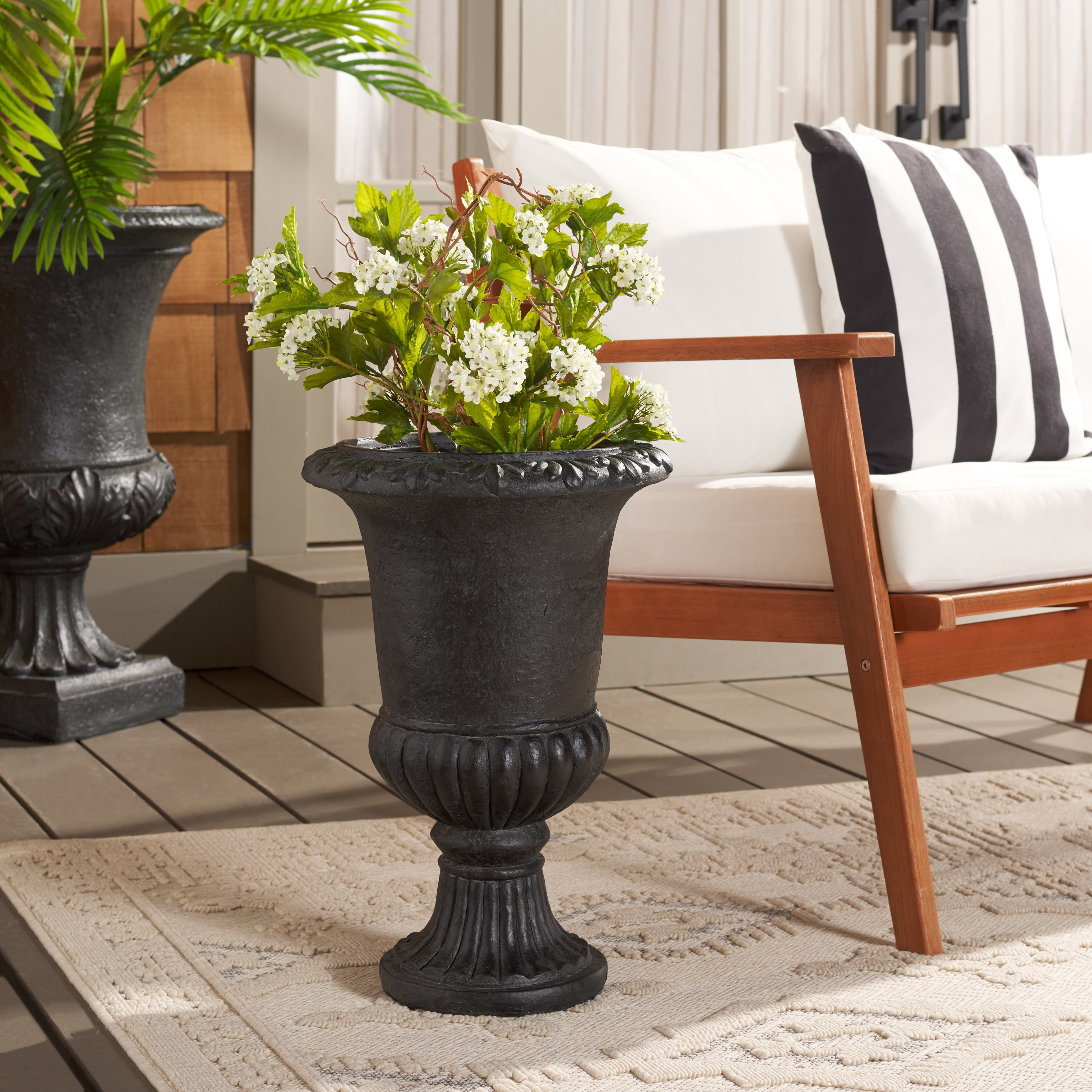 Safavieh 16" x 16" x 22" Pedestal Black Magnesium Oxide Planter