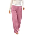 thumbnail image 5 of LEAVINGSUO Pajama Pants Women Plus Size Casual Elastic Waist Long Pants Pockets Comfortable Loungewear Trousers Pink XL, 5 of 9
