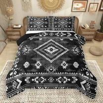 Manfei Retro Rustic Aztec Bedding Comforter Set,Vintage Boho Tribal Twin Comforter Sets,Gray Black Bedding Set For Men Women,Breathable Home Decor Reversible,2-Piece