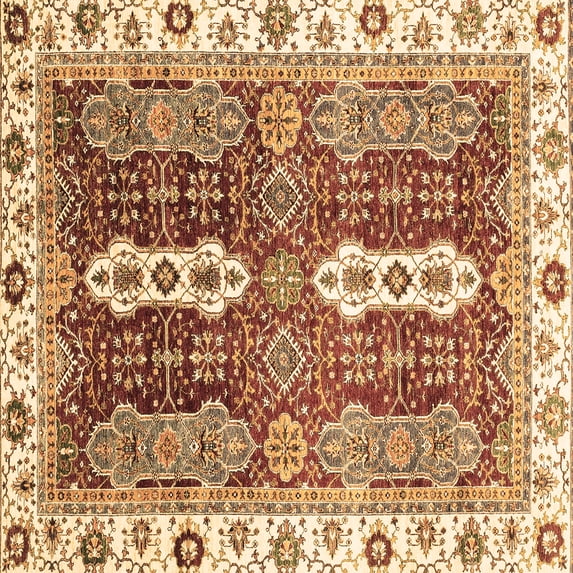 Ahgly Company Indoor Square Abstract Brown Modern Area Rugs, 7' Square