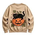 thumbnail image 4 of ZHOGXU Baby Boys Girls Halloween Pullover Pumpkin Black Cat Print Crewneck Sweatshirts Kids Outerwear Tops Vacation Travel,Khaki,1-2 Years, 4 of 5